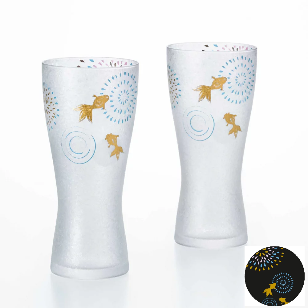 ADERIA 花火金魚對杯組-310ml/2入禮盒組