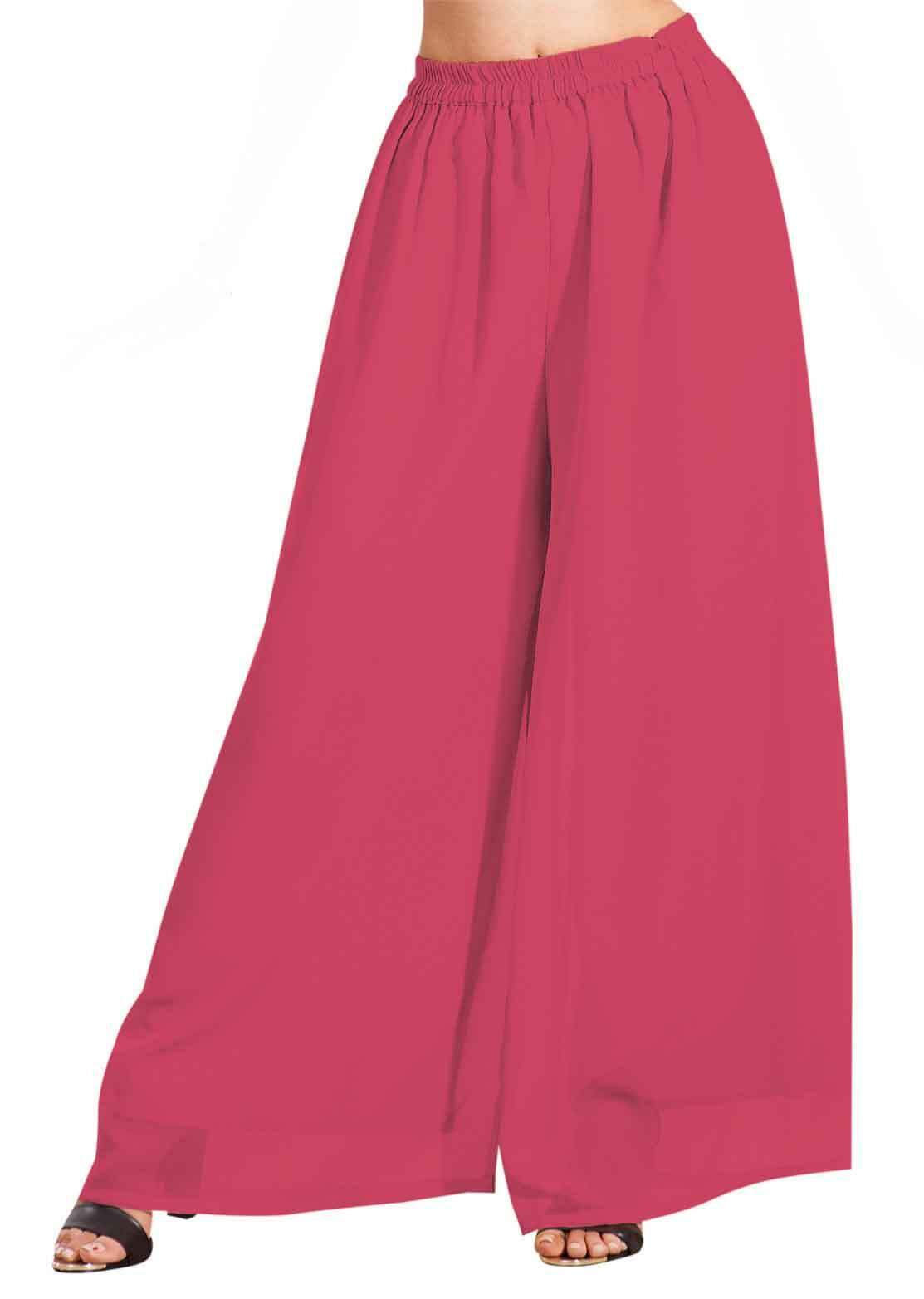Women Multicolour Chiffon Wide Length Free Size Palazzo Pants P16