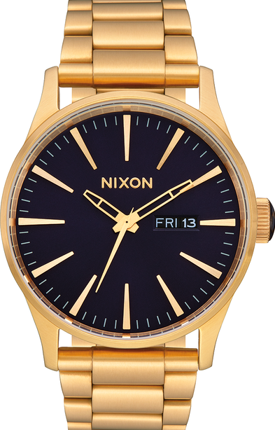 萬年鐘錶 - NIXON 尼克森  SENTRY SS  全金色靛藍錶面經典衝浪錶  A356-2033  錶徑42MM