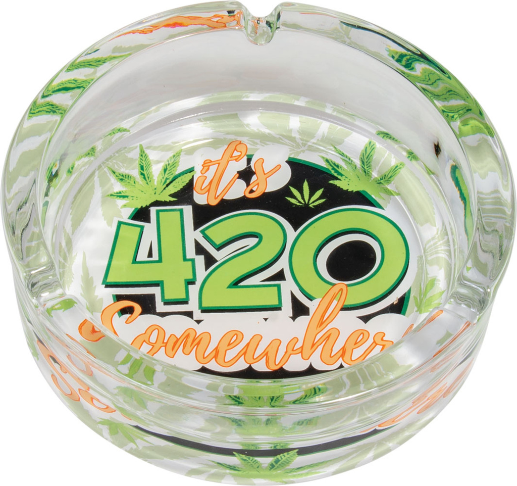 GLASS 420 SOMEWHERE ASHTRAY - 6.25"