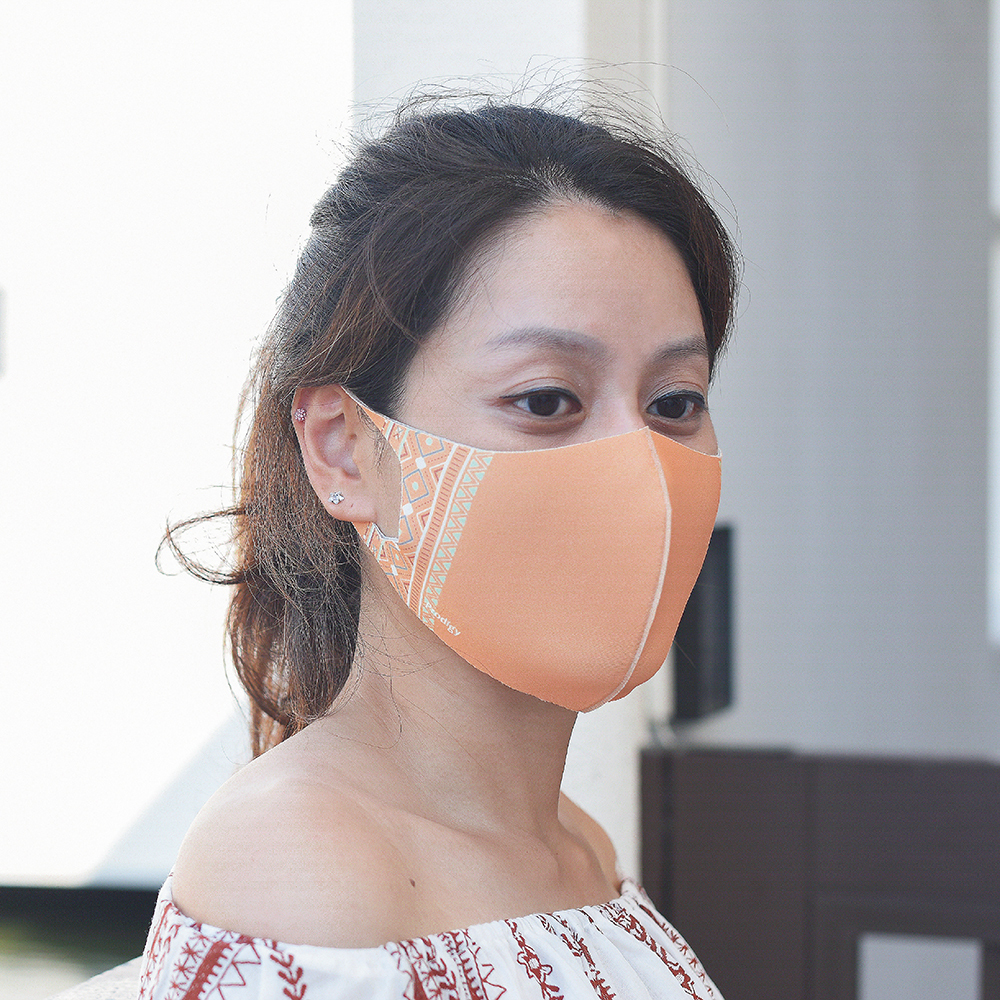 ｜波西米亞-橘｜舒適美-3D立體透氣抗菌口罩
