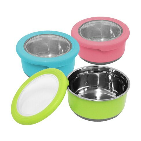 圓形不鏽鋼防滑矽膠保鮮盒