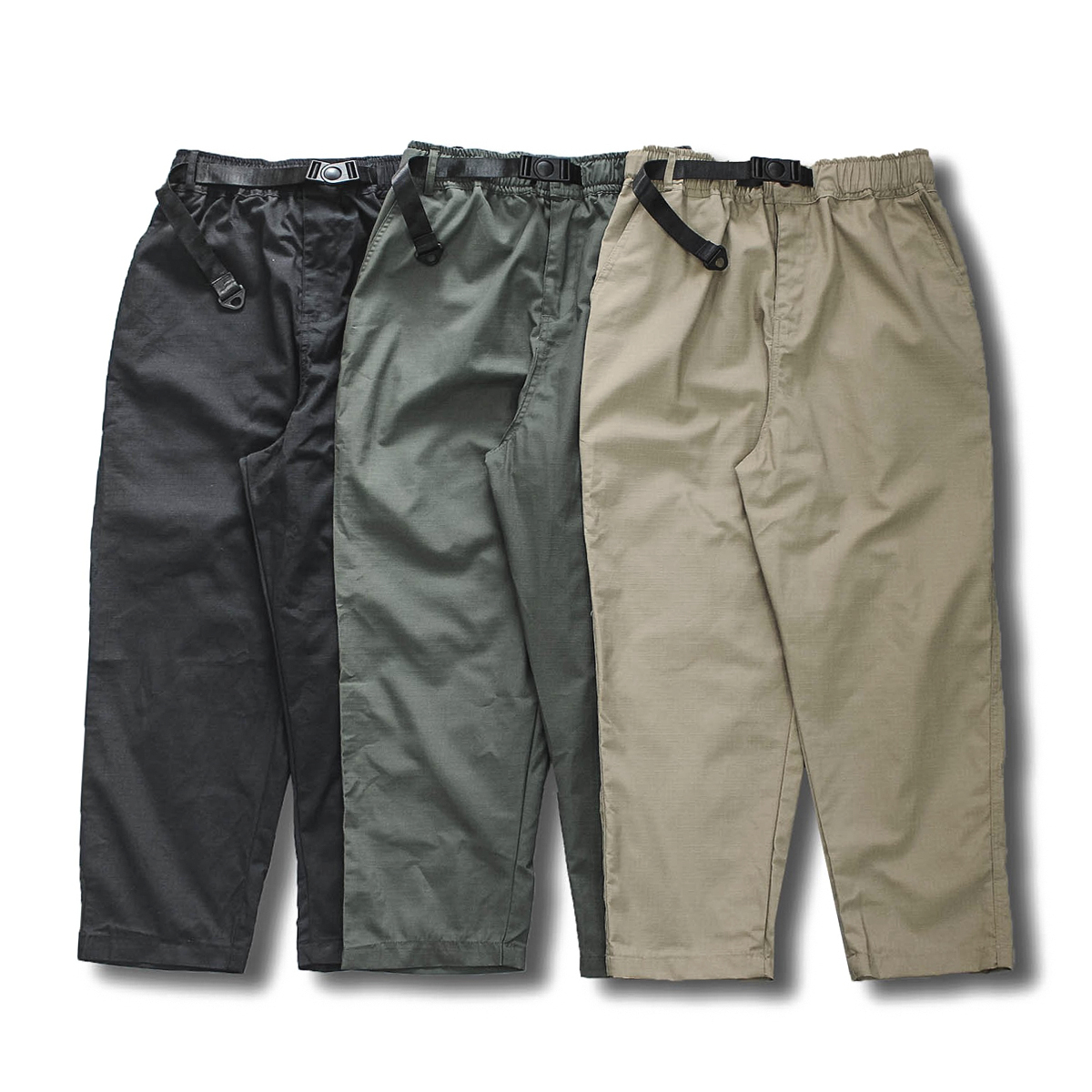 outdoor 機能格紋抗撕裂布 寬鬆錐形長褲