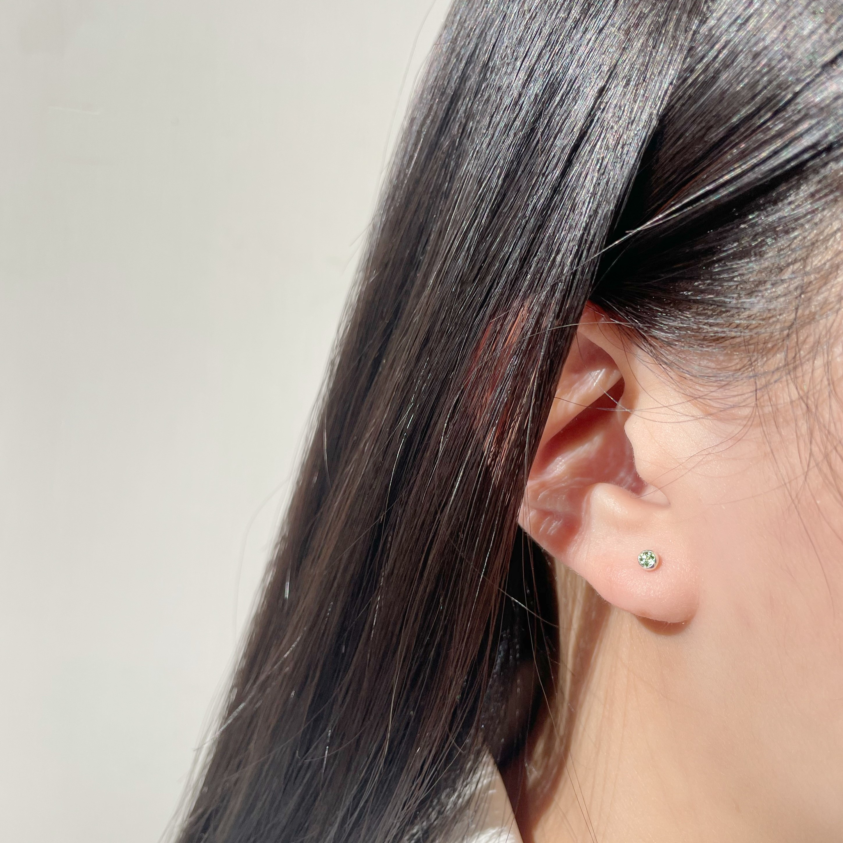 Lego鑽面小圓橄欖石轉珠耳環