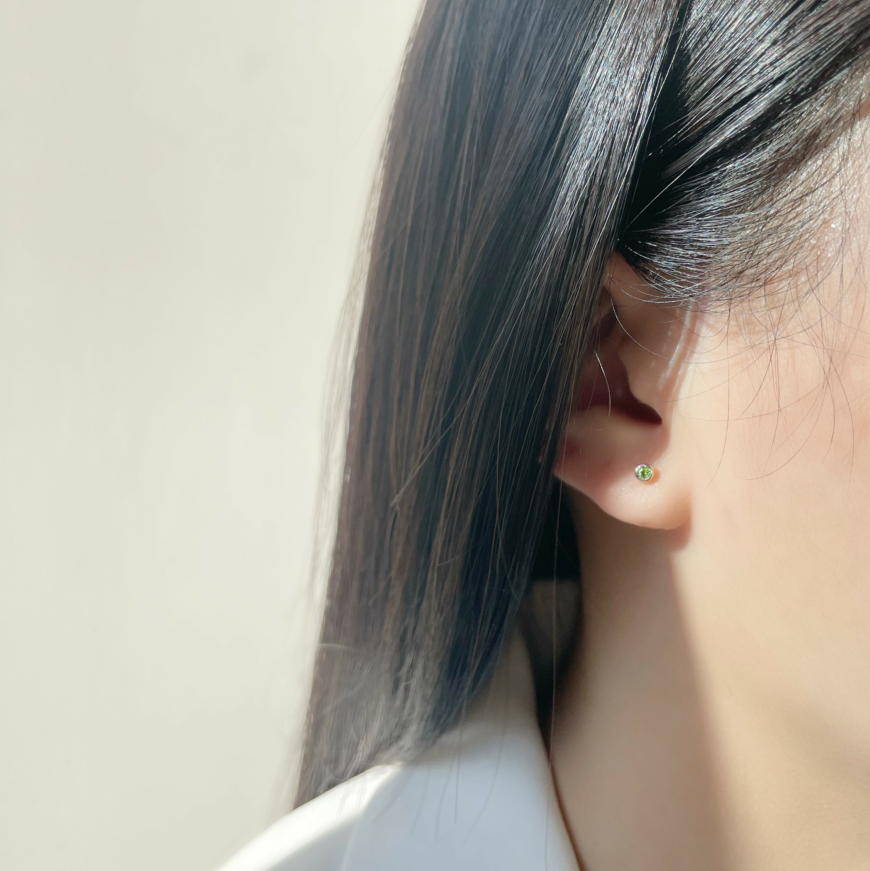 Lego鑽面小圓橄欖石轉珠耳環