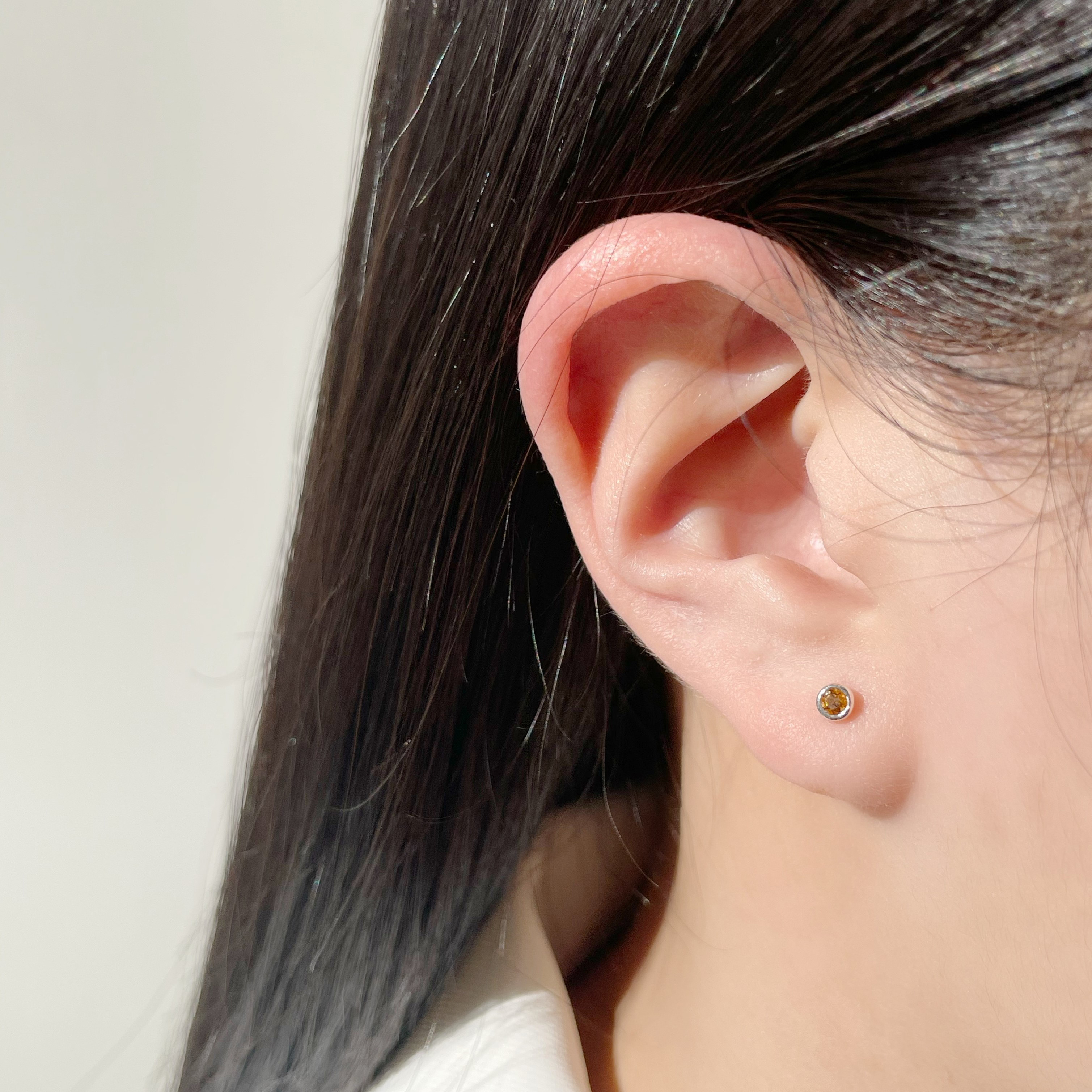 Lego鑽面小圓黃水晶轉珠耳環