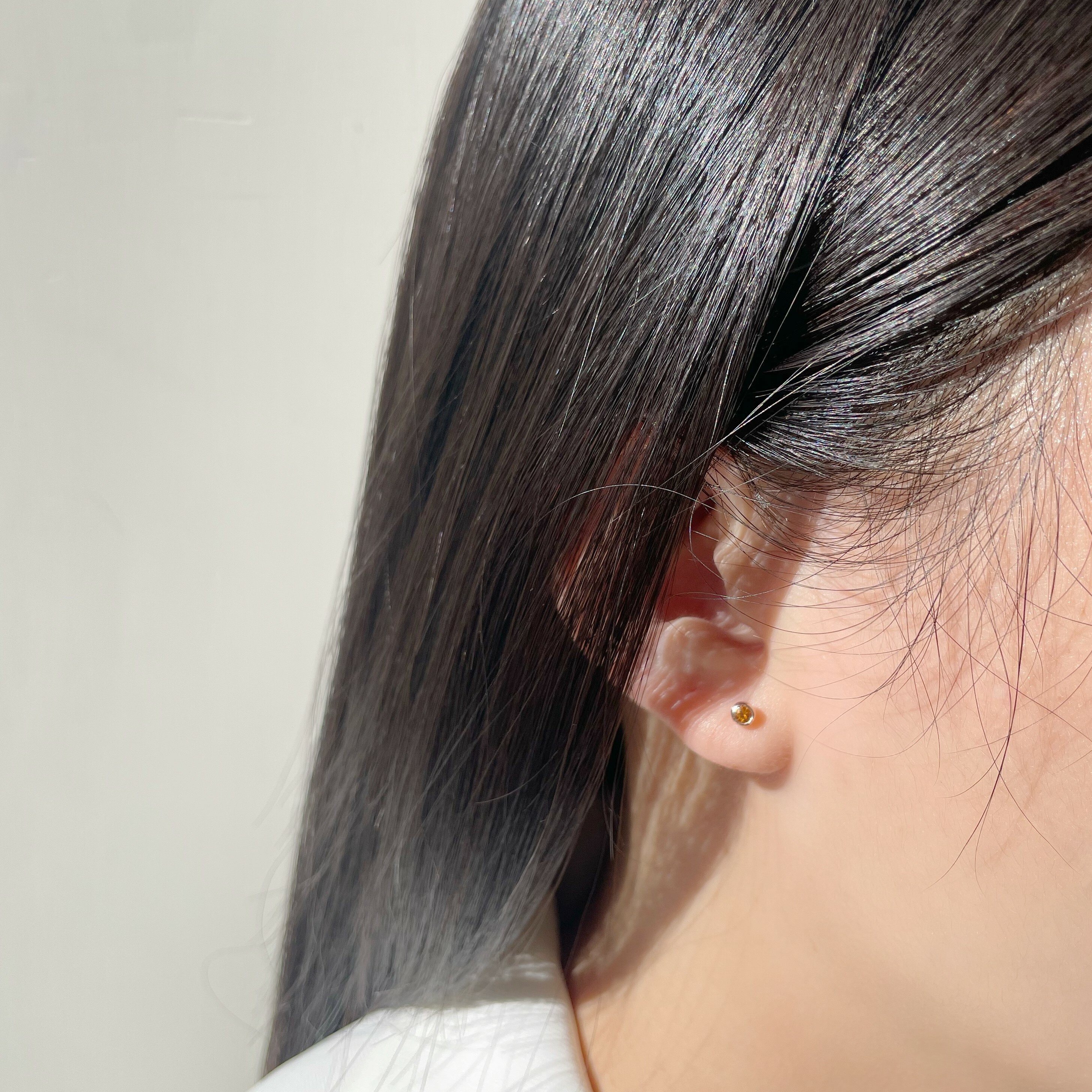 Lego鑽面小圓黃水晶轉珠耳環