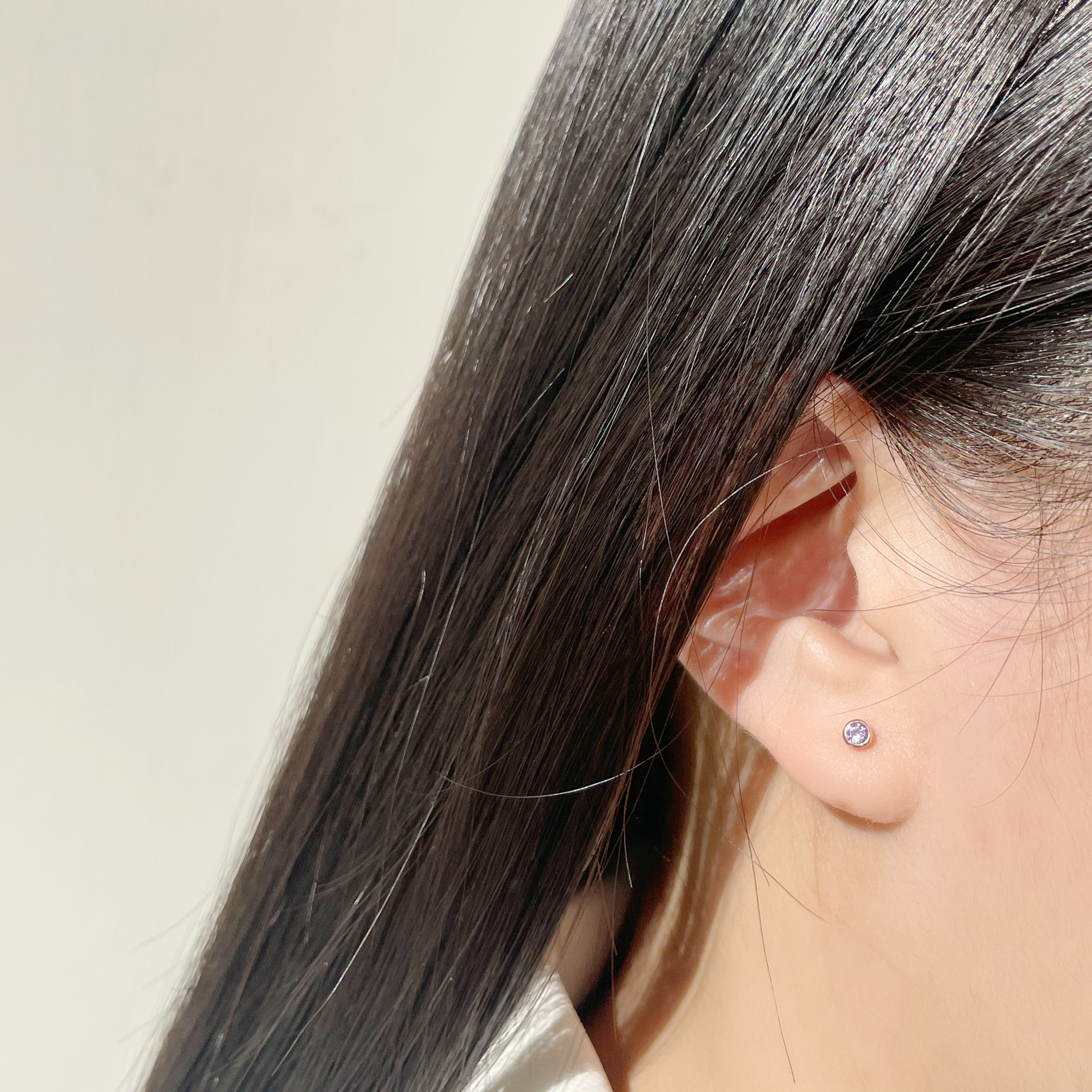 Lego鑽面小圓紫水晶轉珠耳環