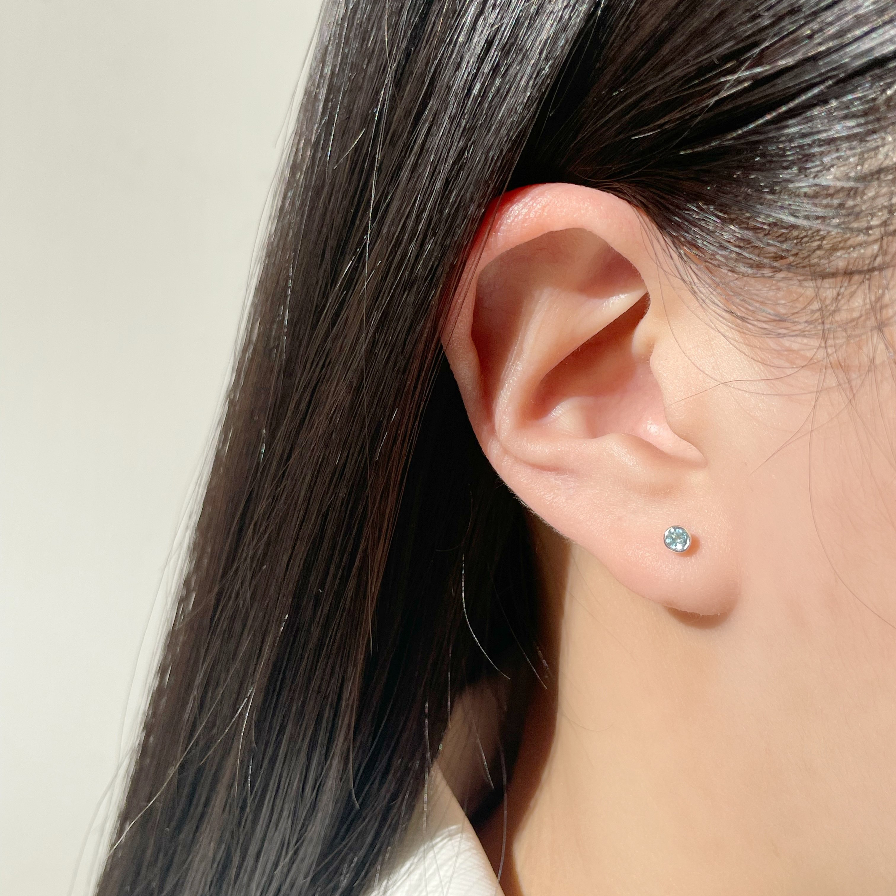 Lego鑽面小圓托帕石轉珠耳環