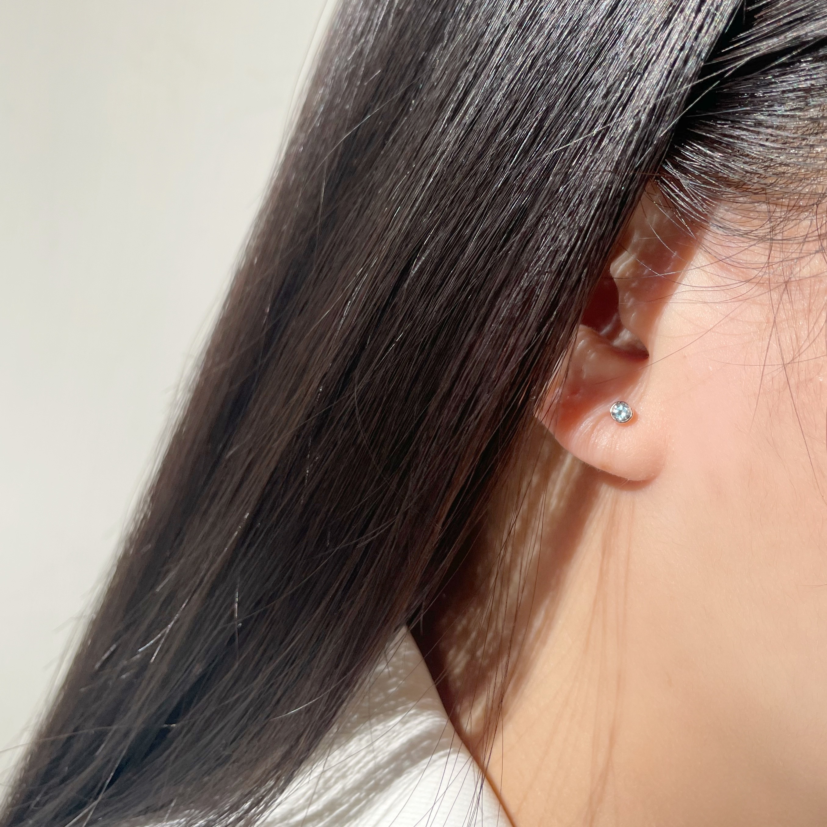 Lego鑽面小圓托帕石轉珠耳環