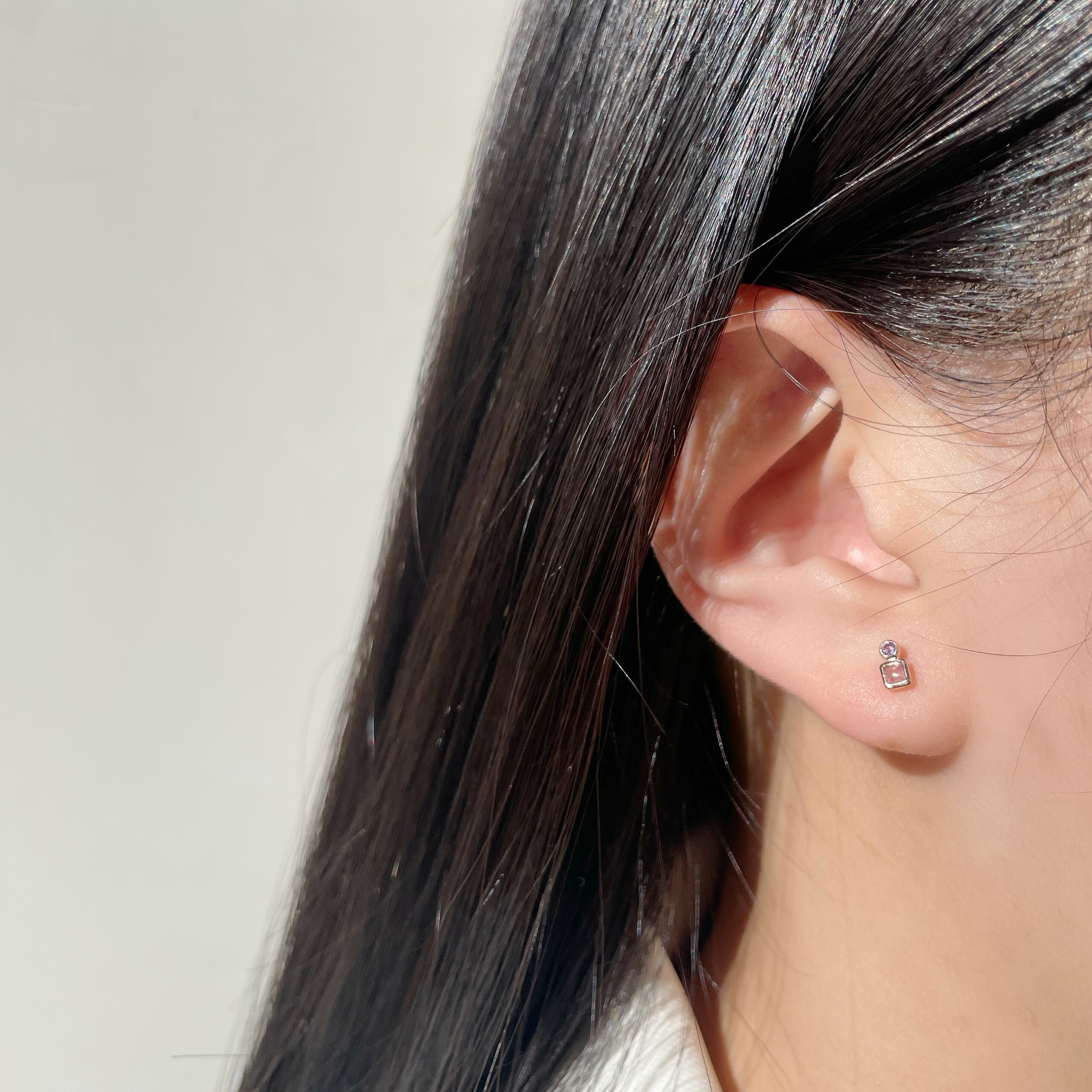 Lego mini方圓月光堇青石轉珠耳環