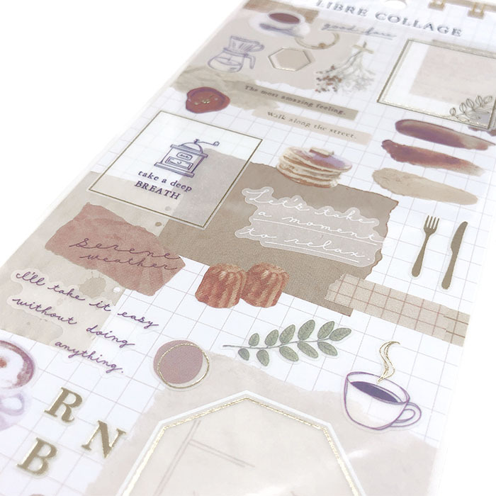 咖啡 自由拼貼系列 燙金半透貼紙｜日本Mind Wave