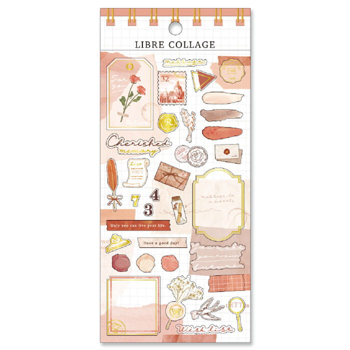 紅陶 自由拼貼系列 燙金半透貼紙｜日本Mind Wave