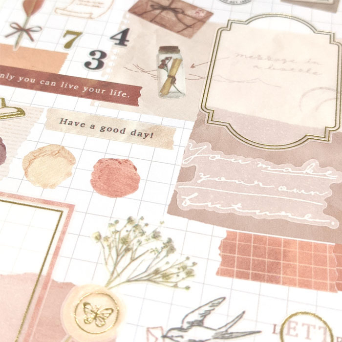 紅陶 自由拼貼系列 燙金半透貼紙｜日本Mind Wave