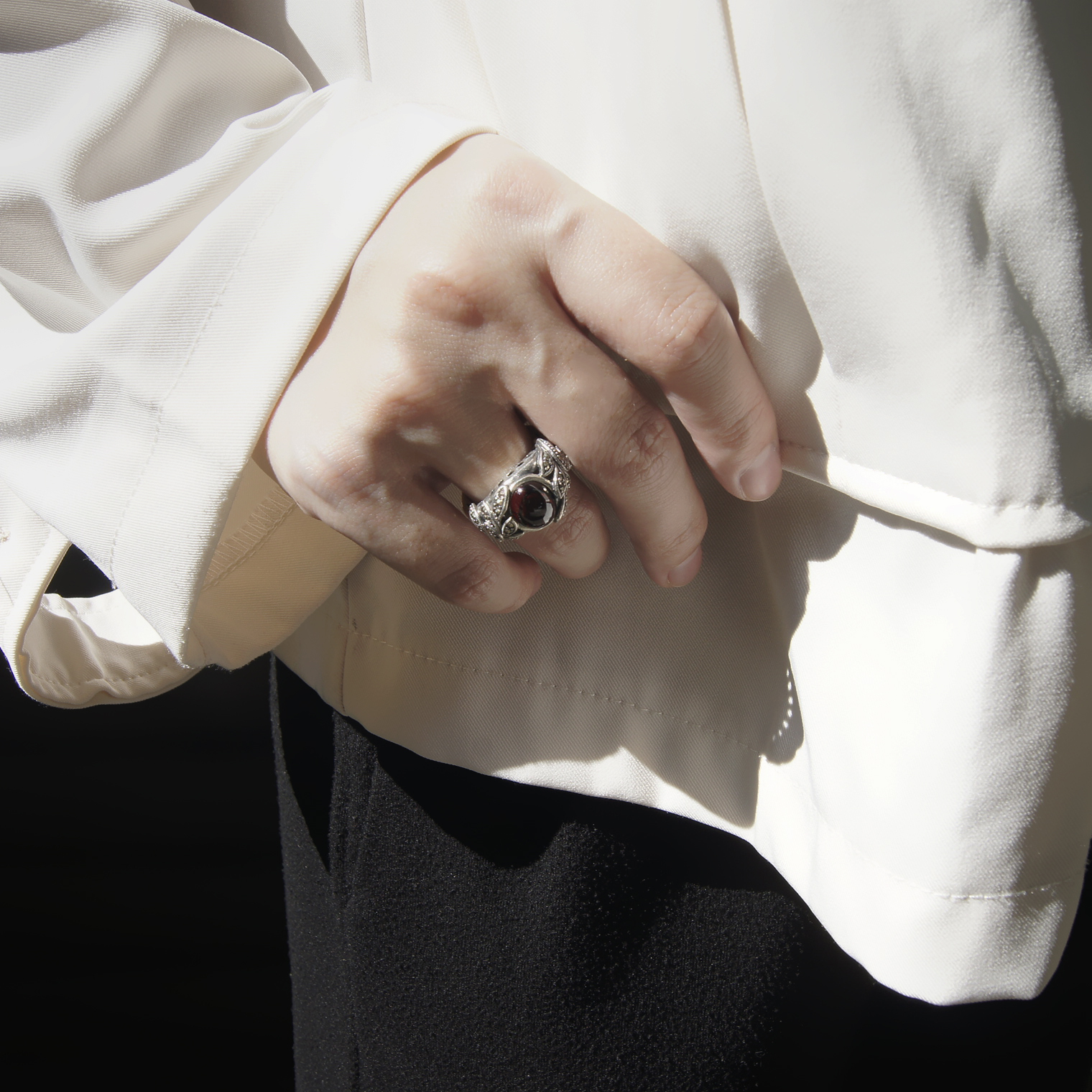 石榴石草葉戒指（OP0723）