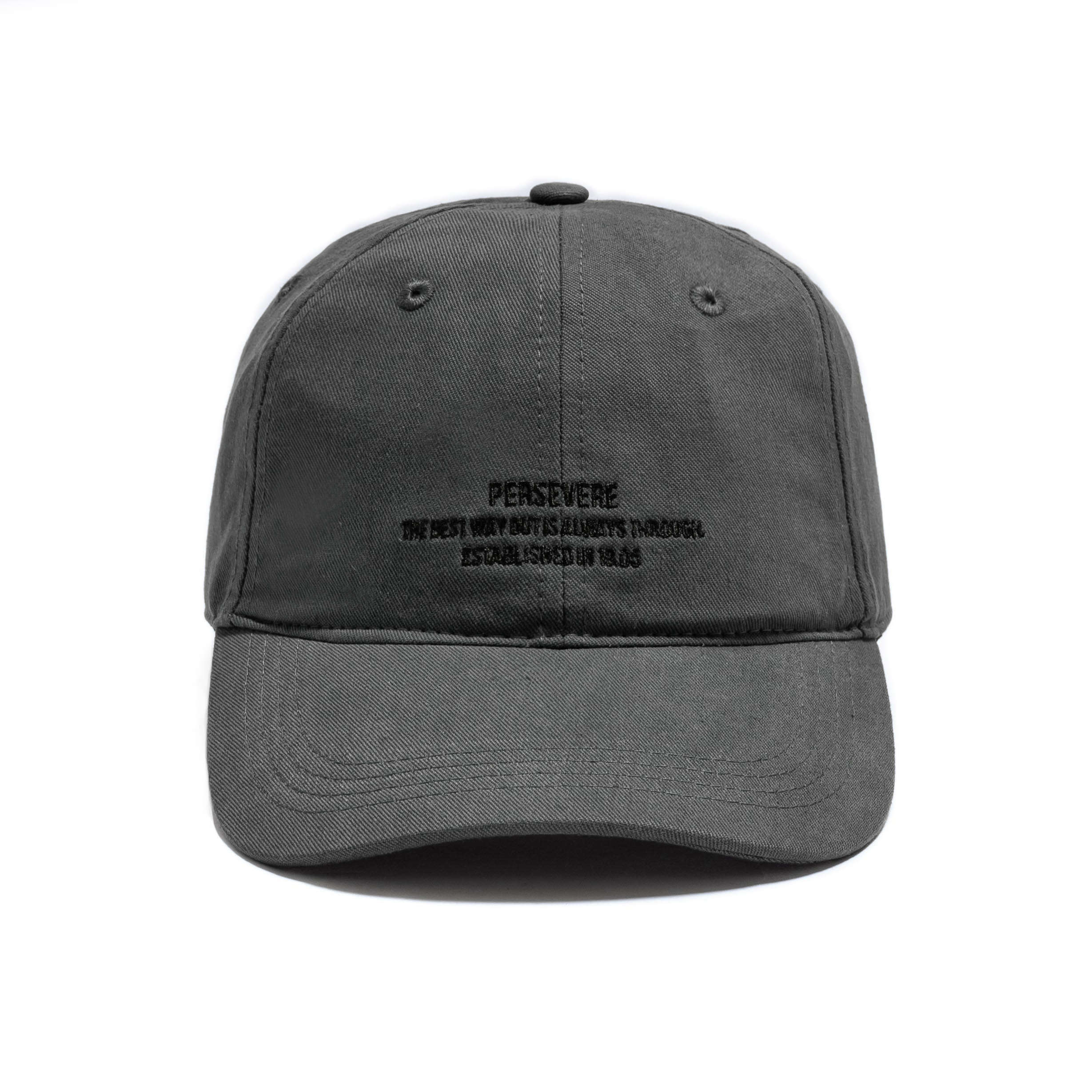 PERSEVERE EMBROIDERED SLOGAN 6 PANEL CAP - KHAKI