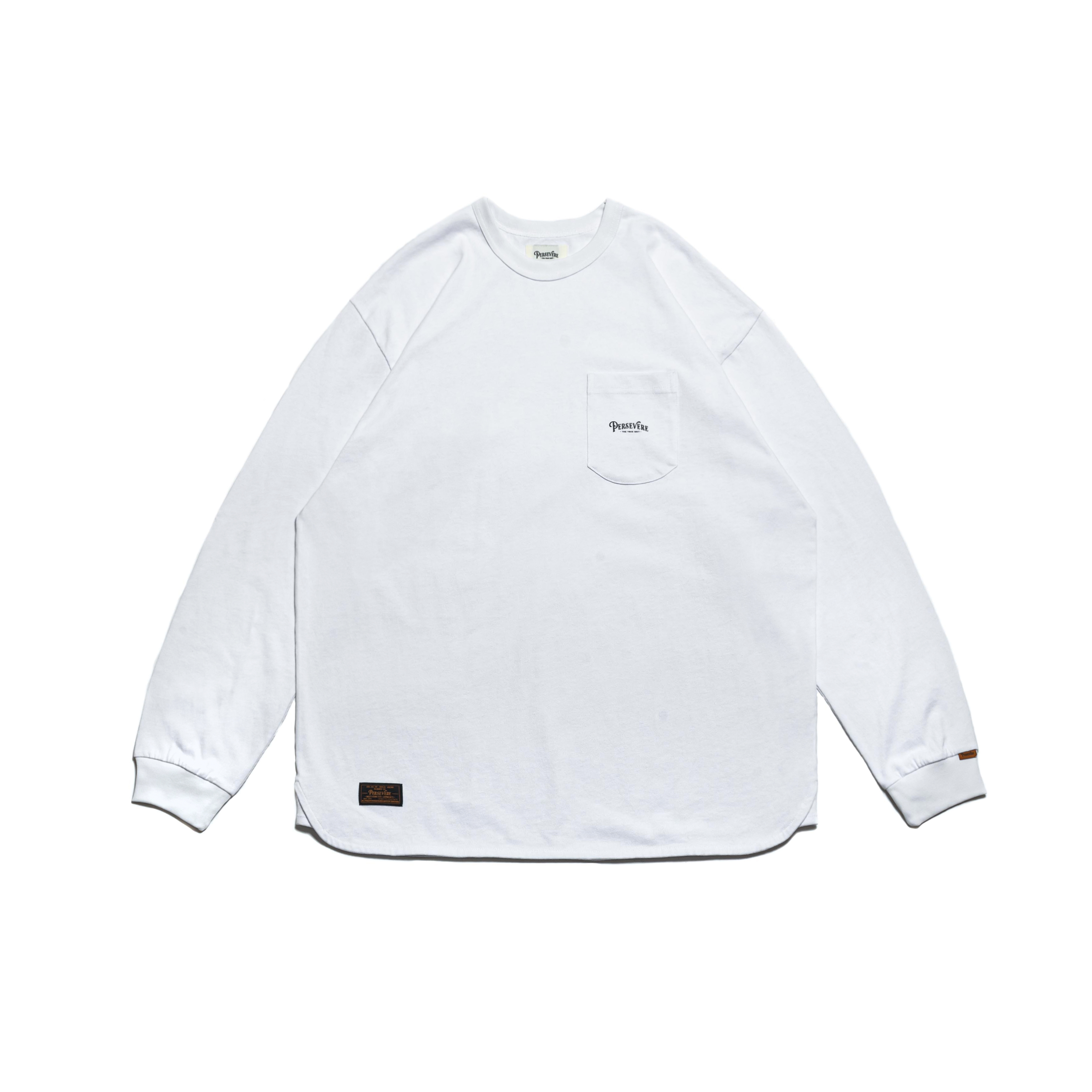 PERSEVERE BASIC WASHED L/S POCKET T-SHIRT - WHITE