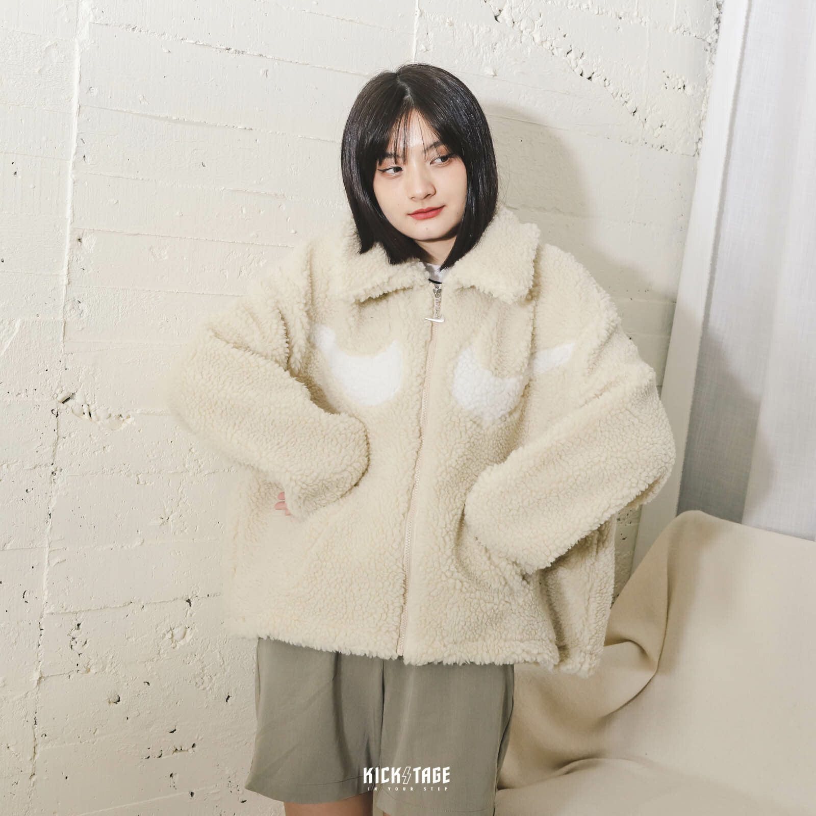 **特價商品售出不退換**女款 NIKE W NSW SWSH SHERPA JKT 達菲熊 黑色 米色 雙勾 羊羔毛 毛毛外套【DD5621】