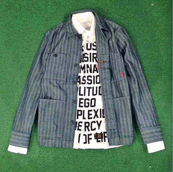 ON SALE 30% OFF: WTAPS INDIGO CHORE JACKET COTTON HELL IN BONE - SIZE S IN STOCK NOW (現貨發售中)