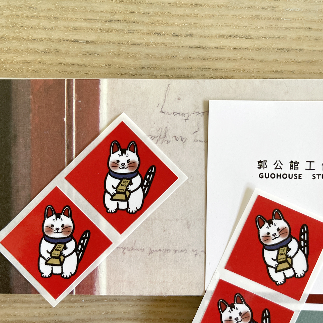 招財貓春聯造型防水小貼紙6入組