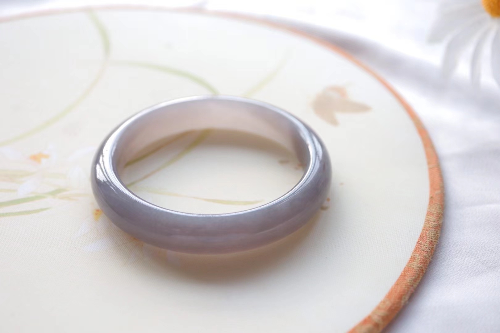 和田玉煙紫手鐲 53mm, 天然和田玉軟玉