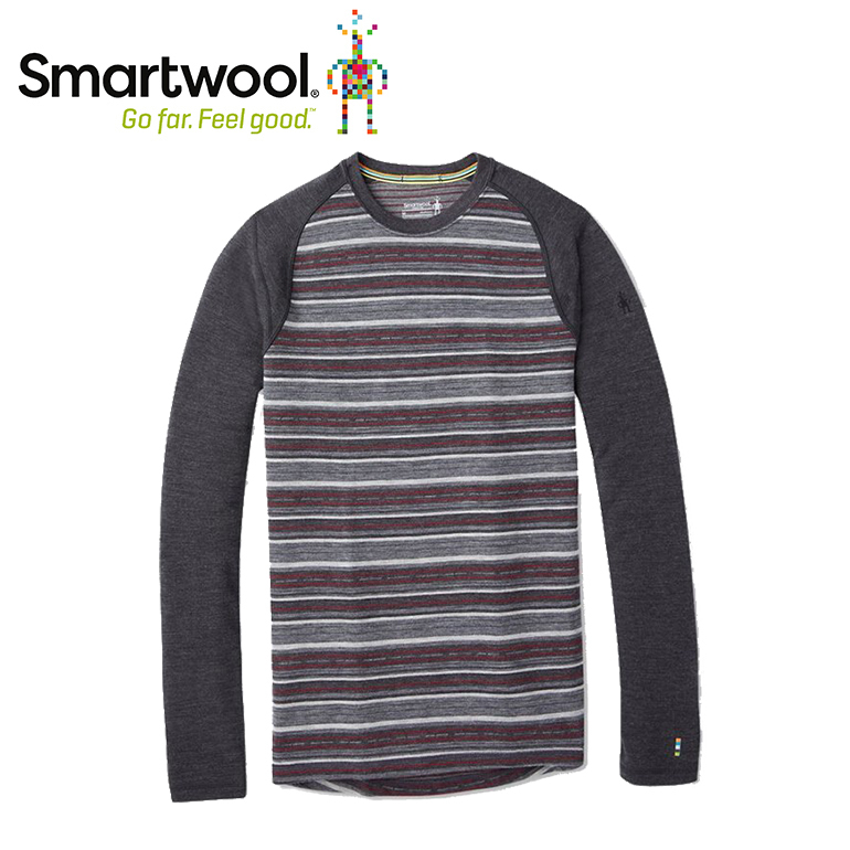 Smartwool 美國 NTS 250羊毛印花長袖衫 男款 (炭灰/紅)  美麗諾/保暖/排汗透氣 12SW601C13