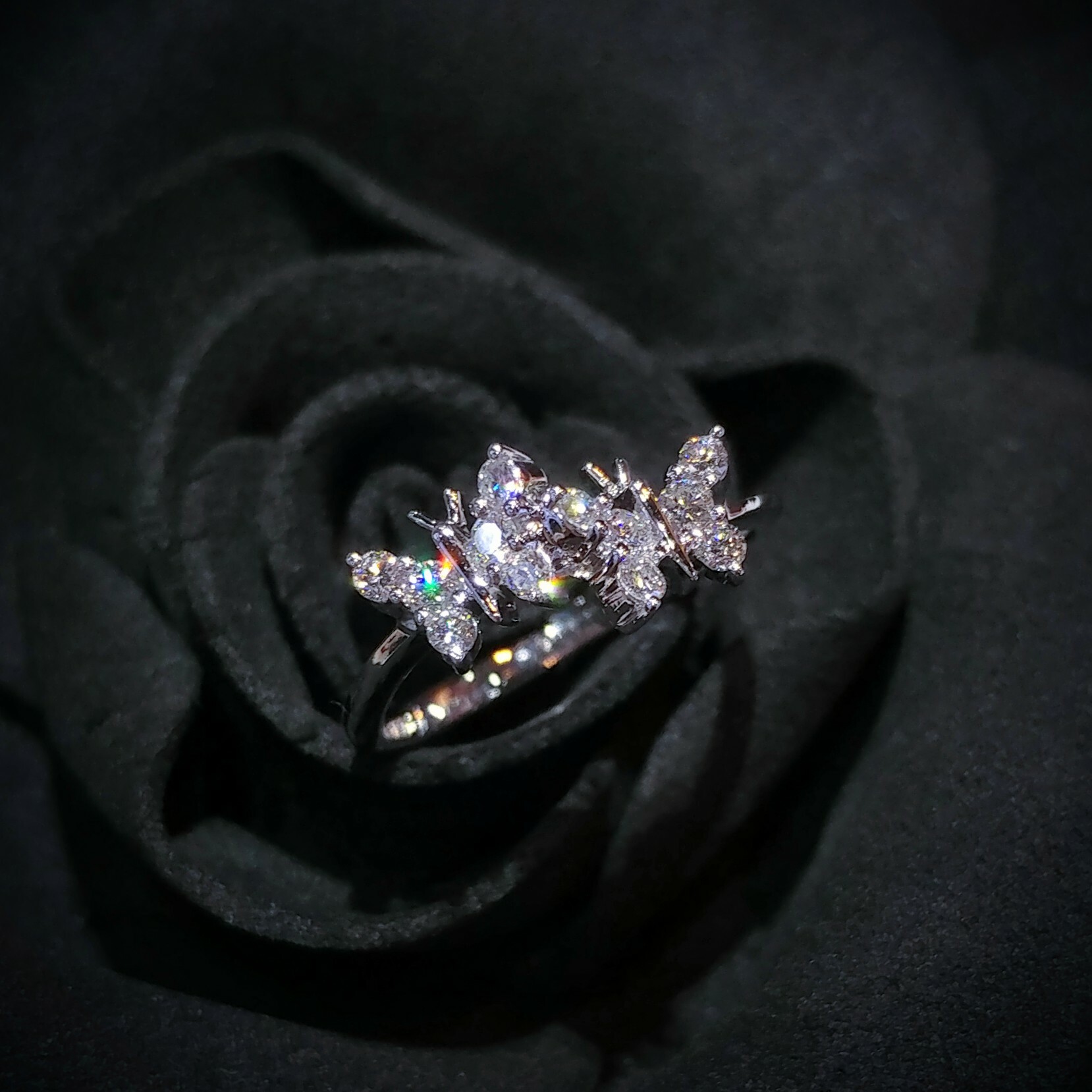 全新18K白金25份鑽石戒指