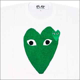 COMME des GARCONS Girl DOUBLE GREEN Heart Tee - SIZE S IN STOCK NOW (現貨發售中)