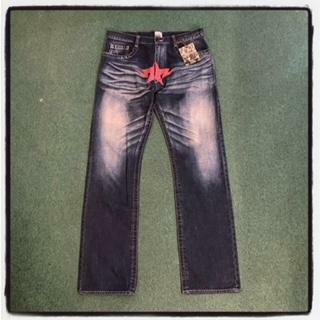 BATHING APE RED STAR WASHED JEANS - SIZE L IN STOCK NOW (現貨發售中)