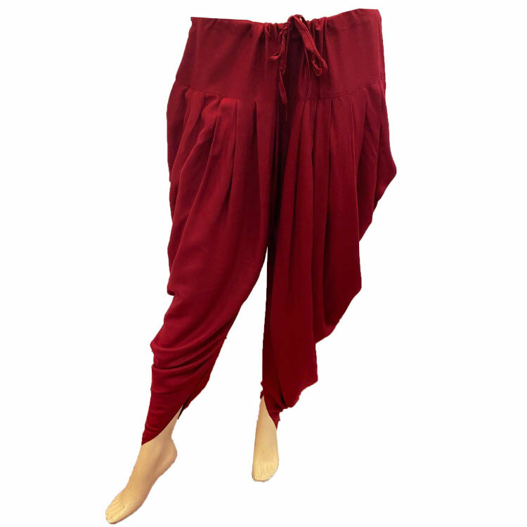 Women Maroon Rayon Adjustable Waist Patiala Pants Q1106