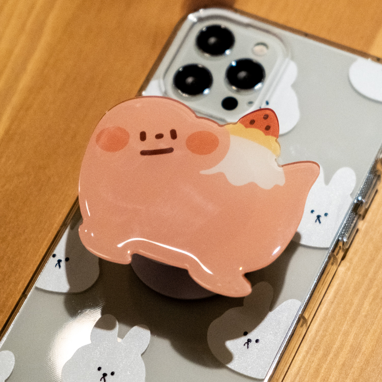 狗狗的小跳步，繪蹦砰｜手機氣墊支架｜富士山雷龍｜粉色草莓款