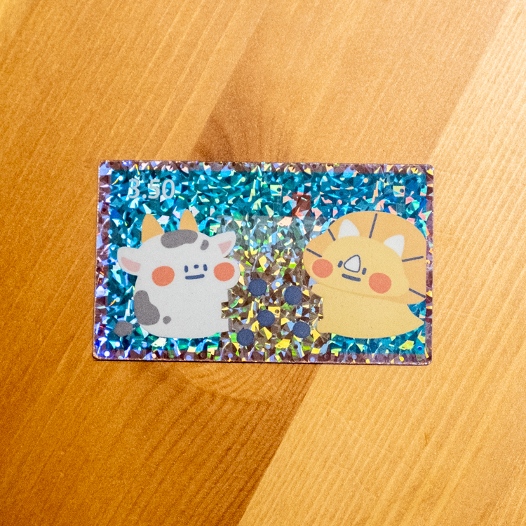 狗狗的小跳步，繪蹦砰｜雷射防水貼紙｜珍奶三角龍