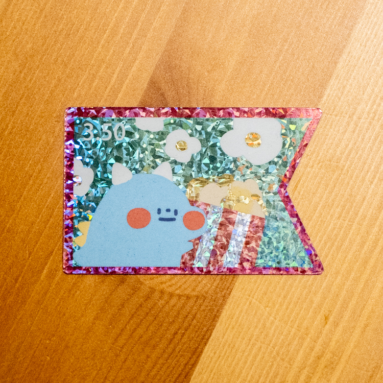 狗狗的小跳步，繪蹦砰｜雷射防水貼紙｜爆米花角龍