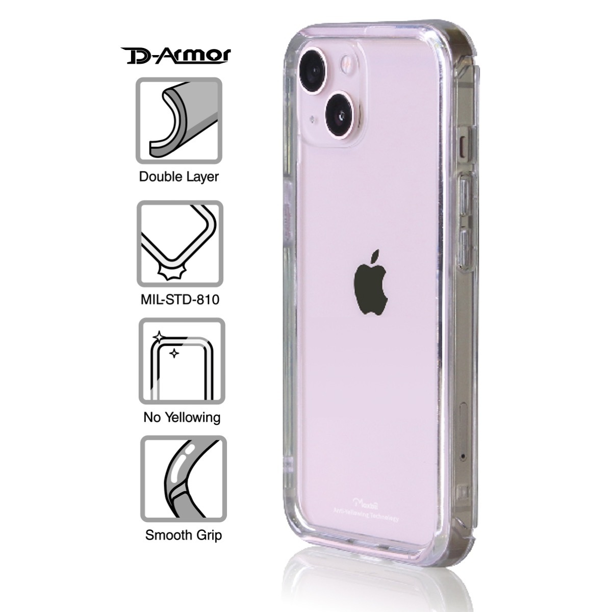 Moxbii iPhone 13 Mini D Armor 不變黃 全透明軍事防撞殼