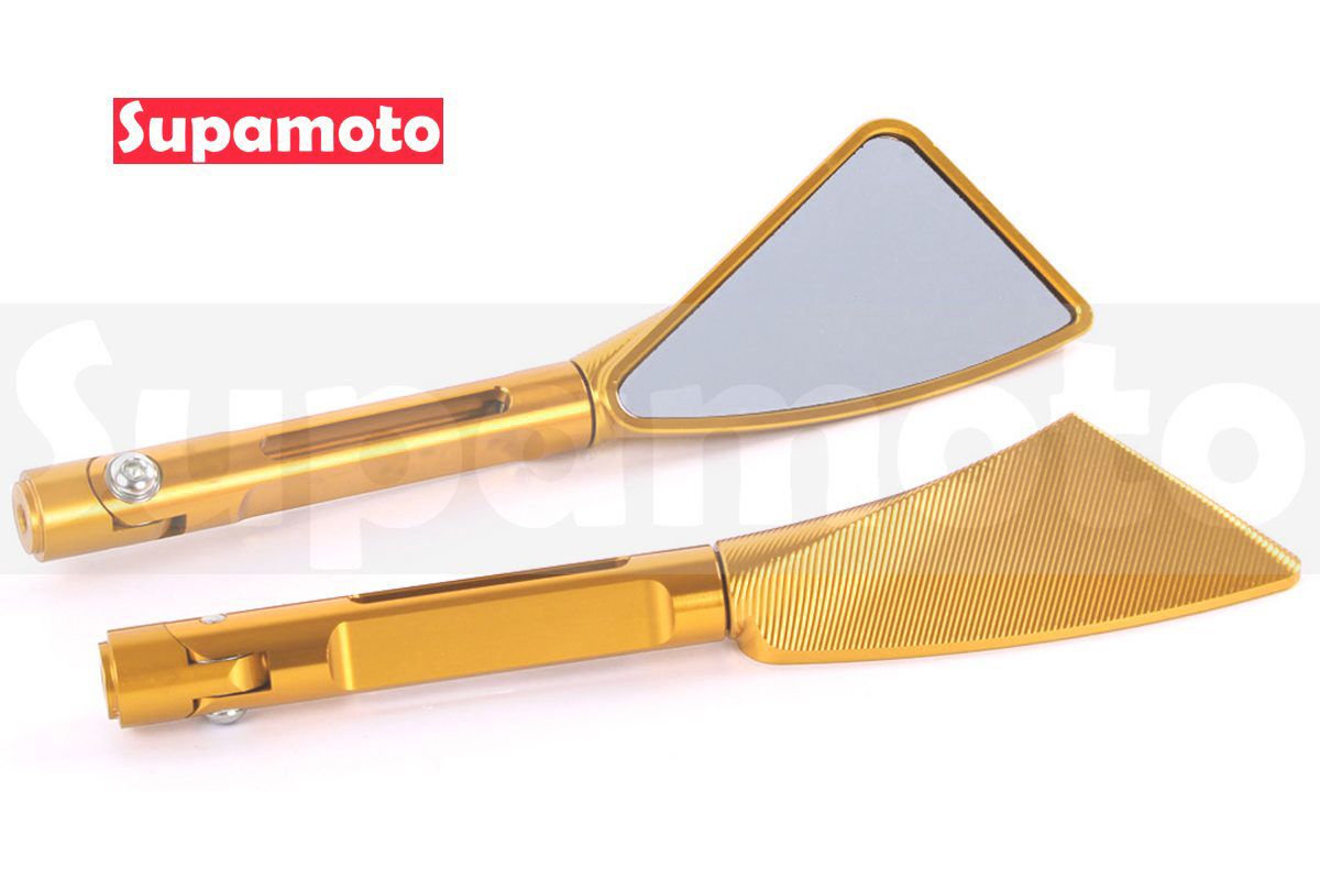 -Supamoto- M72 金色 長版 斧頭 三角 全鋁合金 CNC 髮絲 後照鏡 後視鏡 光學 防眩目
