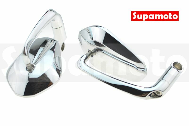 -Supamoto- M93 電鍍銀 端子鏡 後照鏡 通用 改裝 兩用 牛角鏡 車把鏡 黑色 電鍍 復古