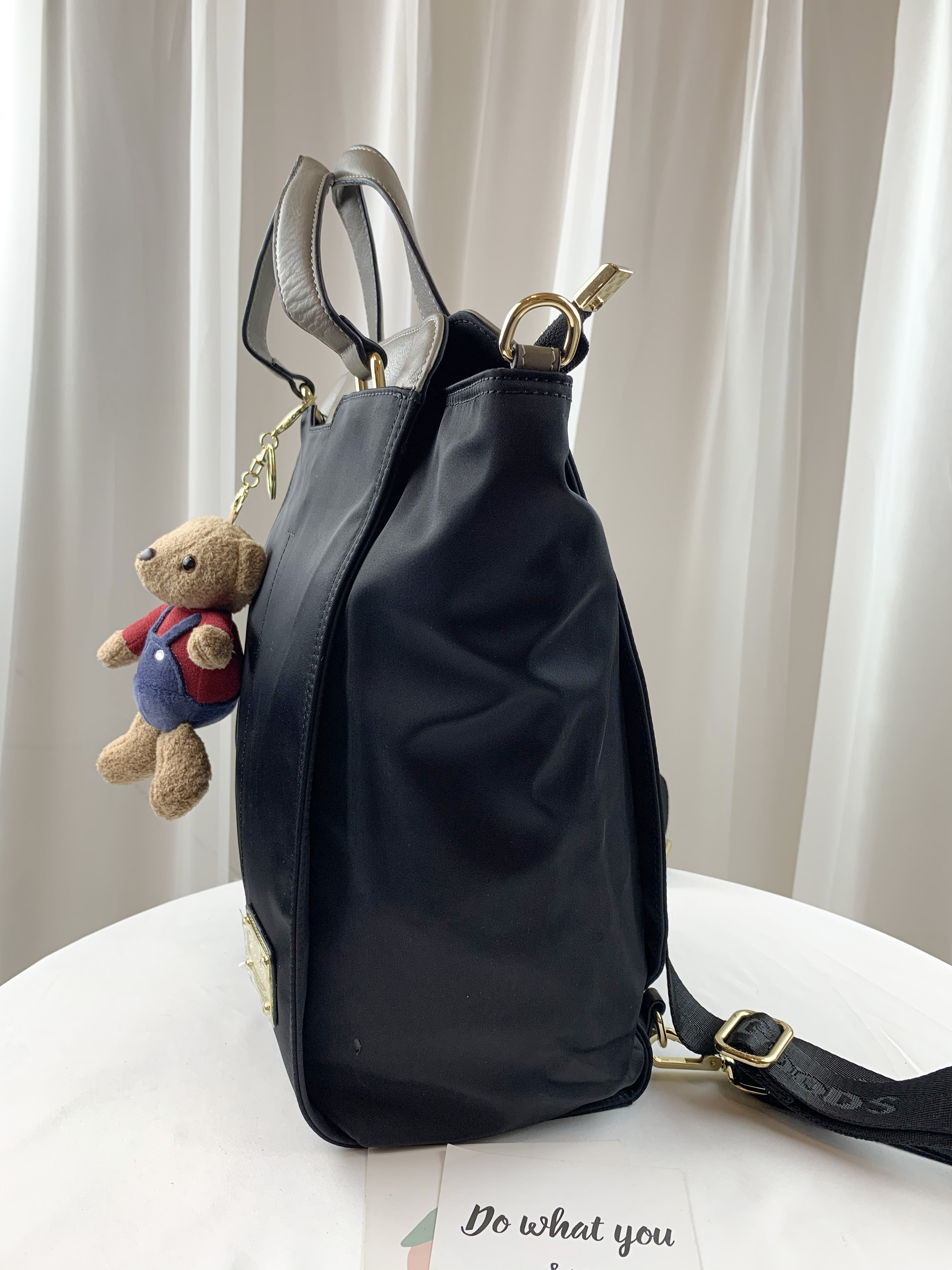 GOODS 大象灰 尼龍拼接真皮三用手提包 / 側背包 / 後背包  #2602