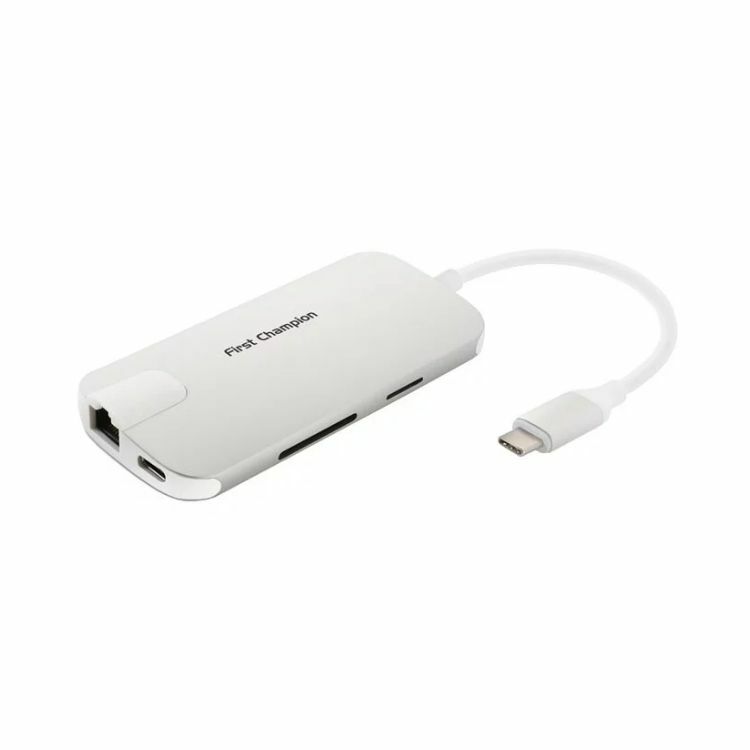 First Champion  USB 3.1 Type-C Hub – 8 in 1 Hubs Silver
