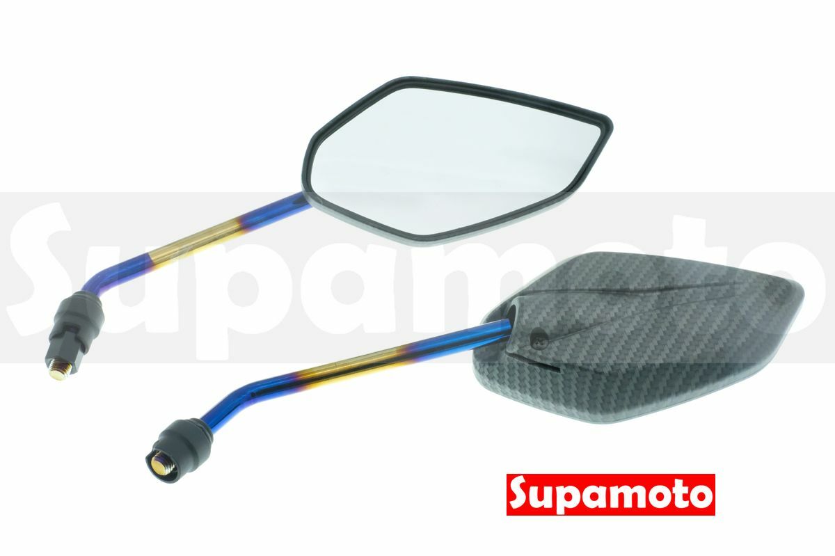 -Supamoto- M2202 彩鈦 後照鏡 碳纖維 燒鈦 卡夢 水滴 通用 改裝 大型 鈦合金 CB350