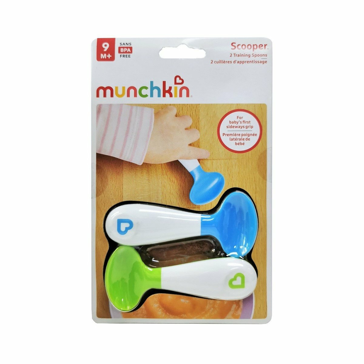 Munchkin - 嬰幼兒手握訓練匙羹(9個月+) 2支裝 兩種顏色組合，隨機發送