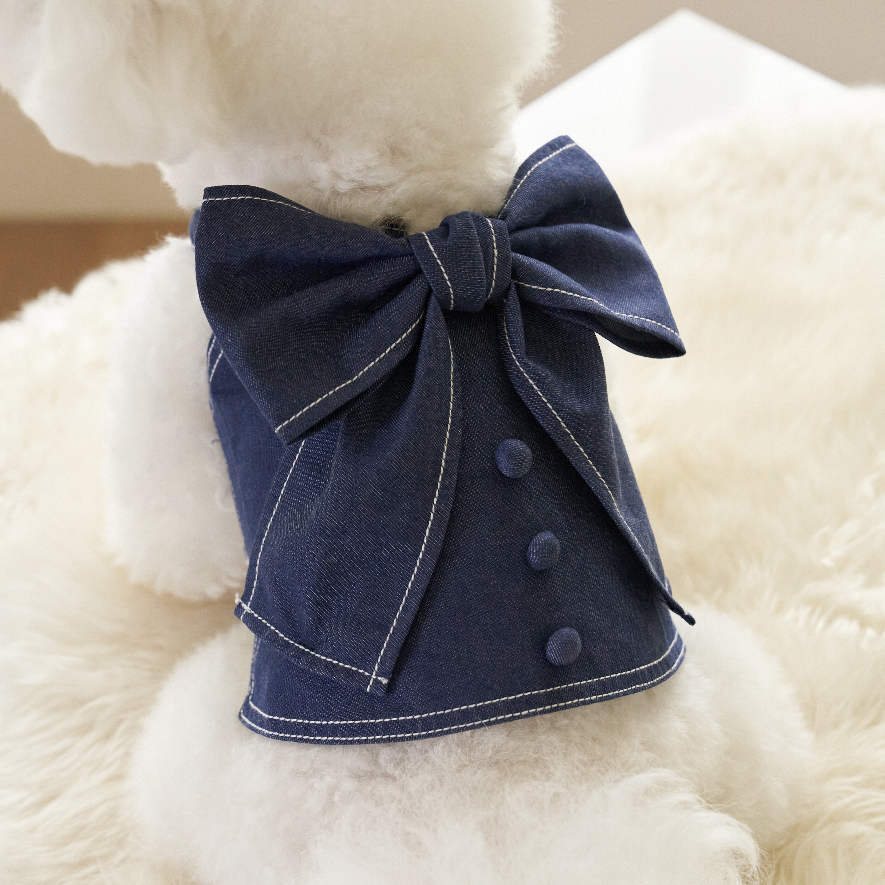 牛仔俏皮蝴蝶帶短版上衣 - 背心-It’s sunny outside寵物服飾