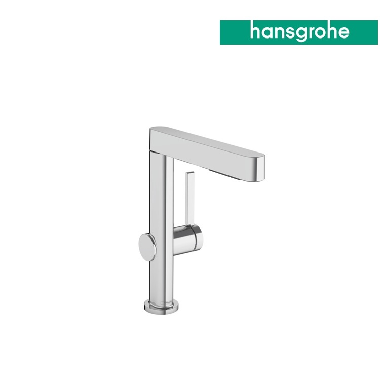 hansgrohe Finoris 76063, -000 Single lever basin mixer with 2jet pull-out spray with push-open waste set
