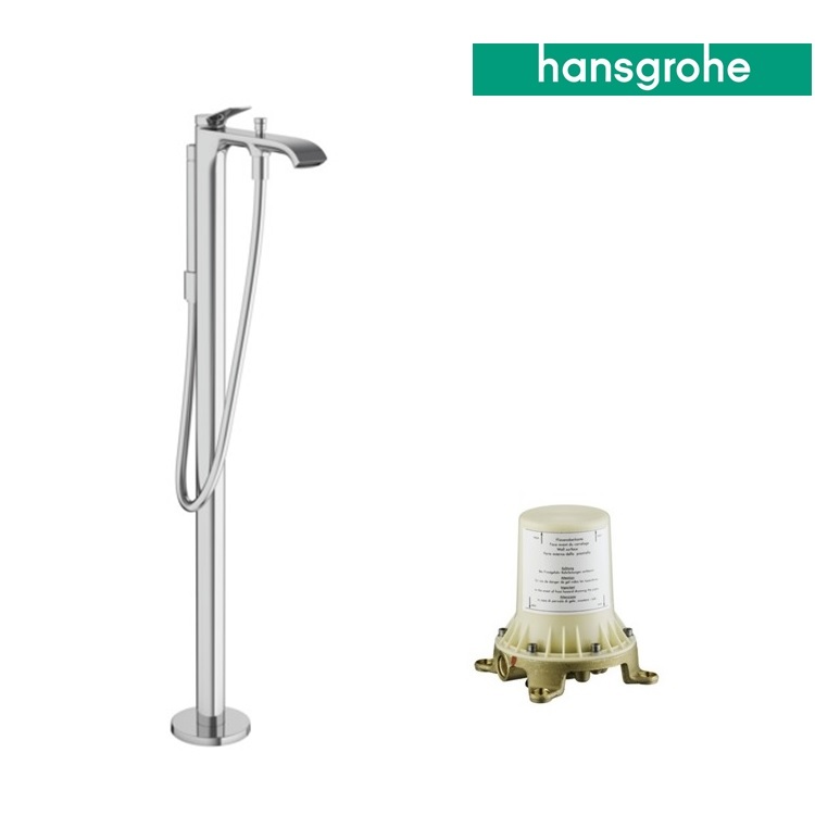 hansgrohe Vivenis 75445, -000 + 10452, -180 Freestanding bath mixer, with AirPower waterfall cascade flow