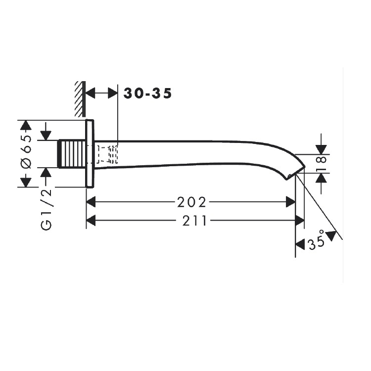 hansgrohe Vivenis 75410, -000 Bath spout, with AirPower waterfall cascade flow
