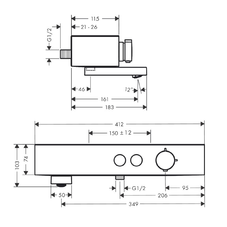 hansgrohe Pulsify ShowerTablet Select 24340, -000 bath thermostat 400 for exposed installation - GA Approval