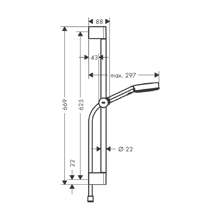 hansgrohe Pulsify Select 24161, -000 shower set 105 3jet relaxation EcoSmart with shower bar 65cm