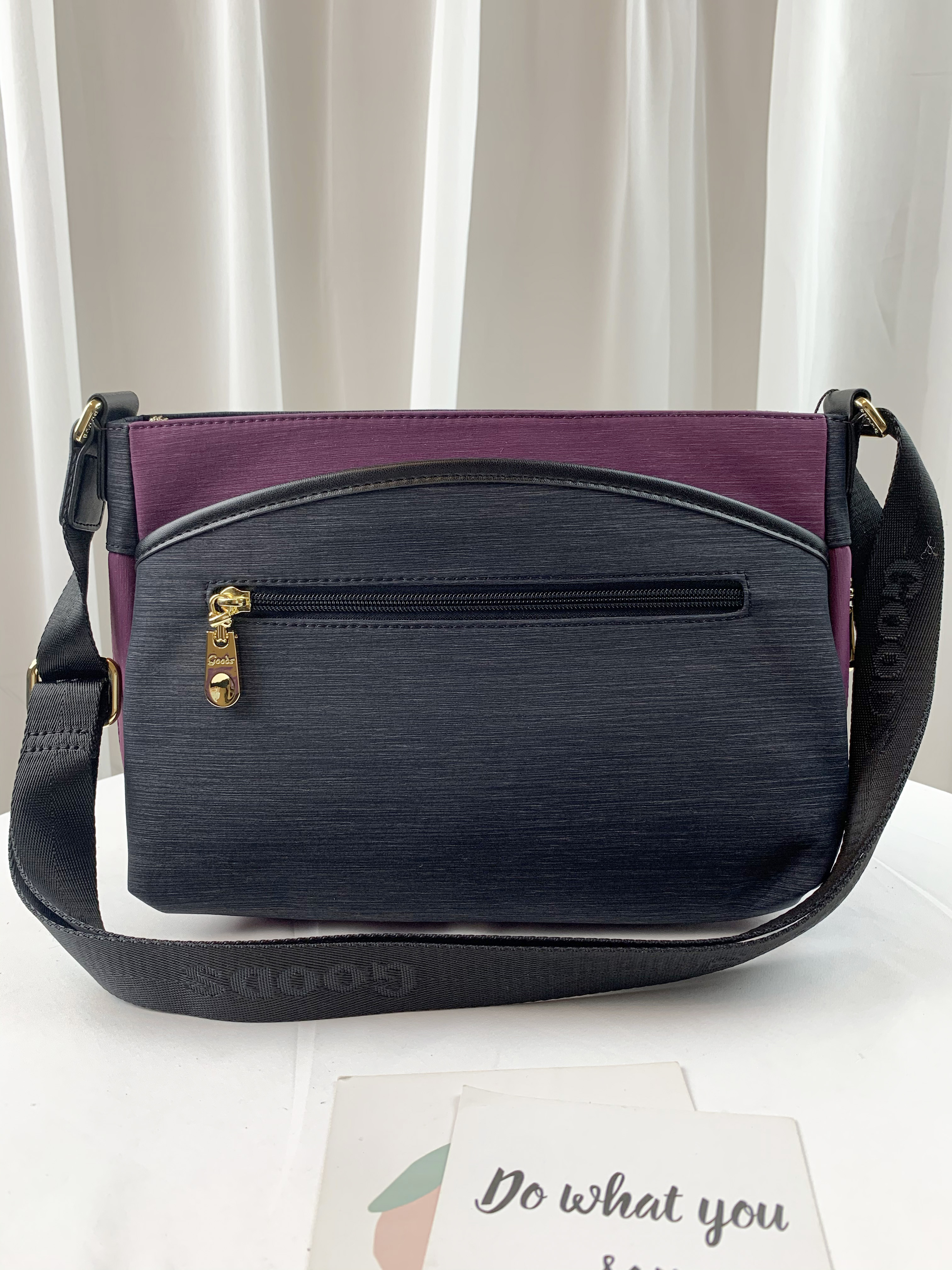 GOODS 黑紫拼色 防潑水側背包 #2237