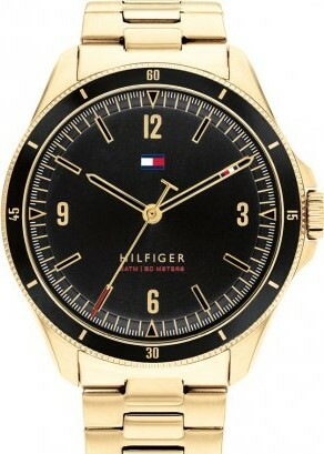 萬年鐘錶 - Tommy Hilfiger   黑面金色不銹鋼男錶 1791903  錶徑43MM