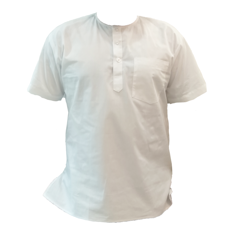 Men White Cotton Chest Pocket Short sleeves Kurta Shirt Q1376