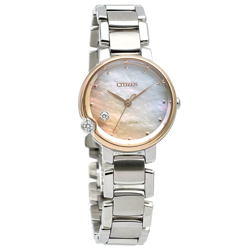 萬年鐘錶 - Citizen 星辰錶  L系列 限量真心光動能白蝶貝女錶   EW5586-86Y  錶徑27MM